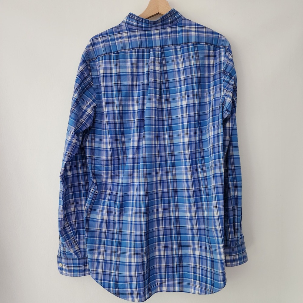 Ralph Lauren Classic Fit‎ blue white plaid shirt long sleeve mens size M 15.5 - Picture 3 of 6